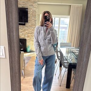 Light Gray and Black Fleece Jacket